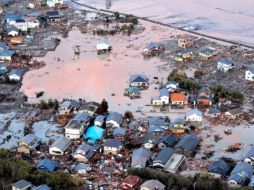 Vista aérea de los daños ocasionados por el fenómeno en la ciudad de Iwaki, Japón. EFE  /