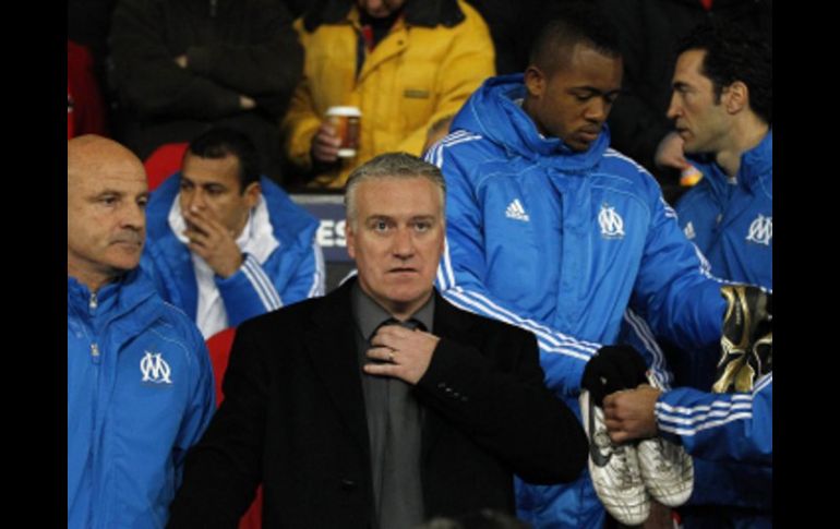 El técnico Didier Deschamps durante el partido contra el Manchester. EFE  /