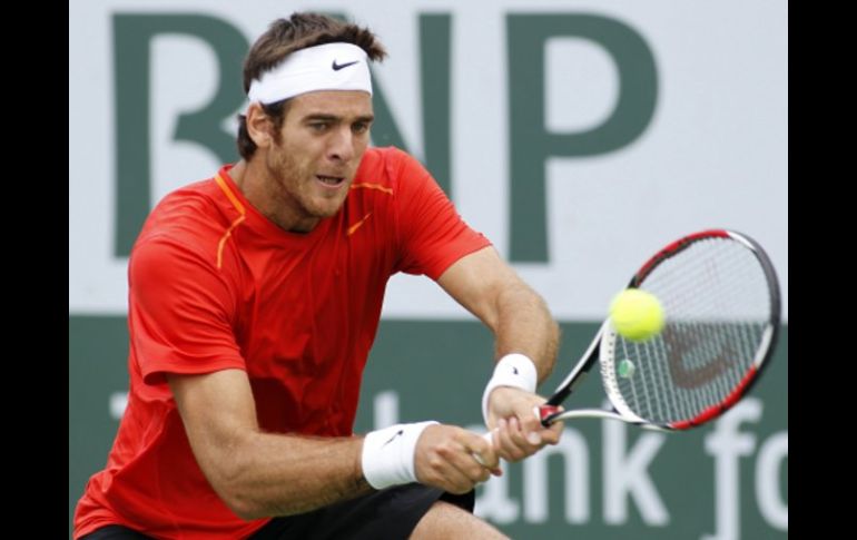 Del Potro enfrentándose a Philipp Kohlschreiber en el Indian Wells. REUTERS  /