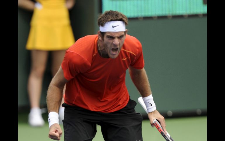 Juan Martín del Potro celebra tras ganarle al alemán Philipp Kohlschreiber. EFE  /