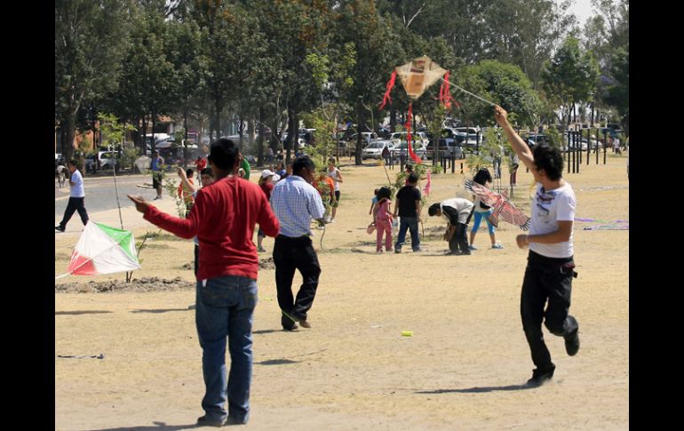 En el Parque Metropolitano se dio cita medio centenar de personas para volar papalotes. E. BARRERA  /