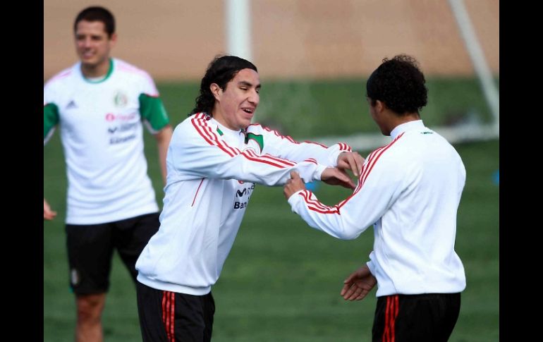 Juárez en pleno entrenamiento del Tri, junto a sus compañeros. MEXSPORT  /