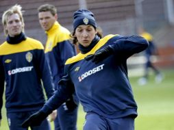 Zlatan Ibrahimovic en el entrenamiento de la Selección sueca. MEXPORT  /