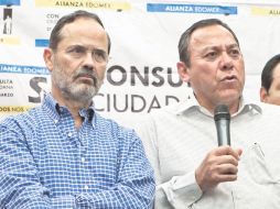 Gustavo Madero, dirigente del PAN, y Jesús Zambrano, líder del PRD, defienden las coaliciones en varios estados. EL UNIVERSAL  /