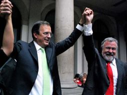 Alejandro Encinas encabezó su primer mitin de precampaña, en el cual estuvo acompañado de Marcelo Ebrard. EL UNIVERSAL  /