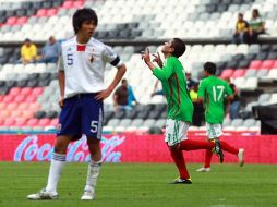 Los seleccionados de la sub-17 festejan tras anotación a Japón. MEXSPORT  /