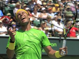 Reacción de Nadal al ser derrotado por Djokovic en el Masters 1000 de Miami. NTX  /