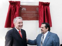 Emilio González y Marco Antonio Cortés se encontraron en la inauguración del radar meteorológico. A. CAMACHO  /