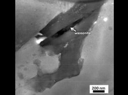 El mineral, uno de los más pequeños identificados en el meteorito Yamato 691, . NASA  /