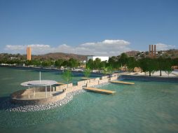 Imagen de cómo quedará el muelle del malecón de la Laguna de Cajititlán. ESPECIAL  /