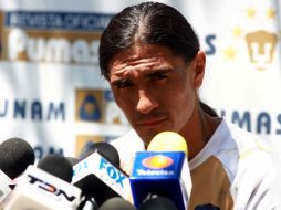 Francisco Palencia durante una conferencia después de el entrenamiento con Pumas. MEXSPORT  /