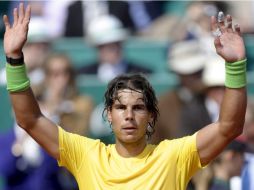 El tenista Rafael Nadal festeja su triunfo de los cuartos de final del torneo. EFE  /