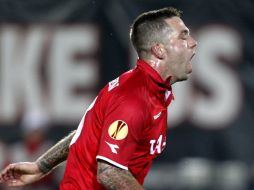 Reacción del jugador del Twente, Theo Janssen  al fallar una jugada. AP  /