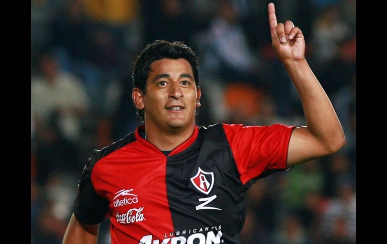 Alfredo Moreno de Atlas, celebra un gol durante el partido ante Pachuca. MEXSPORT  /