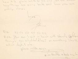 Una carta de Marilyn Monroe a los 16 años (firmada como Norma Jeane, su nombre real) en la que describe su boda con Jim Dougherty. EFE  /