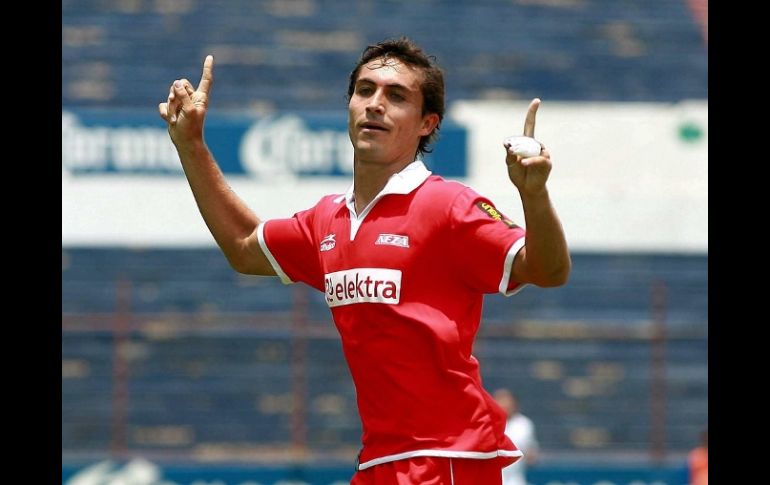 Bernardo Sainz de Atlante UTN celebra el gol en el partido celebrado hoy ante Estudiantes Altamira. MEXSPORT  /