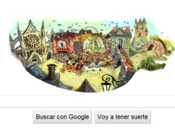 El doodle muestra el carruaje que lleva a los novios al Palacio de Buckingham. ESPECIAL  /