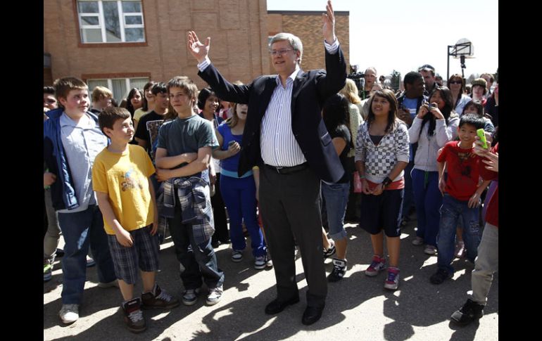 El líder conservador, Stephen Harper, en una escuela en Calgary, Alberta. REUTERS  /