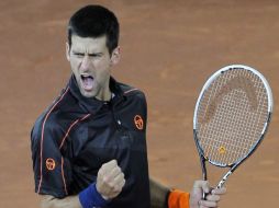 El tenista serbio, Novak Djokovic, celebra tras vencer a Ferrer en el Torneo de Madrid. MEXSPORT  /