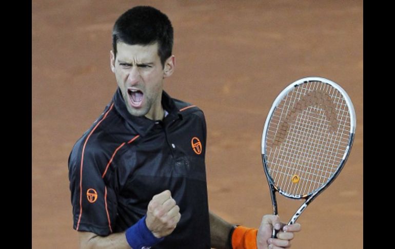 El tenista serbio, Novak Djokovic, celebra tras vencer a Ferrer en el Torneo de Madrid. MEXSPORT  /