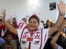 Rigoberta Menchú en el acto en que fue denominada por el Frente Amplio de Izquierda. EFE  /