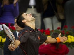 Djokovic festejando su pasada victoria en el Masters 1000 de Madrid. AP  /