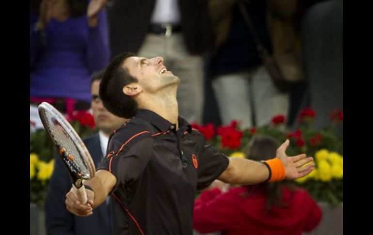 Djokovic festejando su pasada victoria en el Masters 1000 de Madrid. AP  /