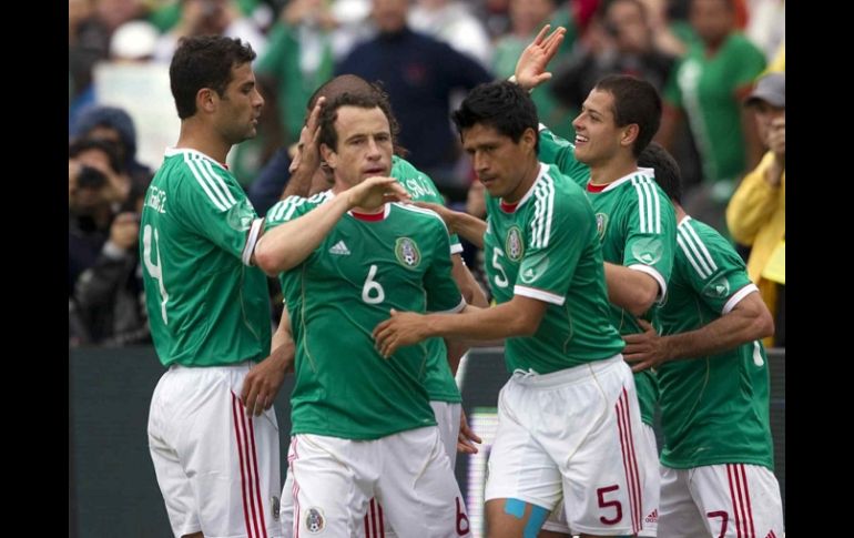 La Selección mexicana durante juego amistoso ante Paraguay. MEXSPORT  /