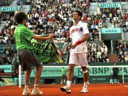 El tenista serbio, Novak Djokovic, durante el encuentro ante el argentino, Juan Martín del Potro. EFE  /