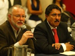 Trinidad Padilla López (izq), y Ramiro Hernández, senador del PRI, en la Cámara de Comercio de Guadalajara. A. CAMACHO  /