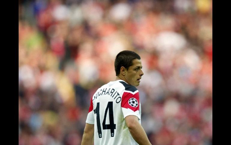 Javier Hernández durante la final de la Champions League. MEXSPORT  /