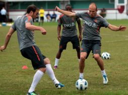 Los jugadores de la Selección de Holanda se entrenan en el estadio de Flamengo, en Río de Janeiro. EFE  /