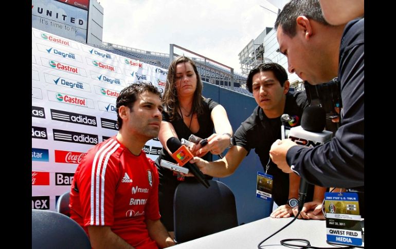 El defensa mexicano, Rafael Márquez, durante conferencia de prensa. MEXSPORT  /