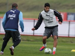 El futbolista de la Selección de Uruguay, Luis Suárez, durante una sesión de entrenamiento. EFE  /