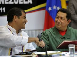 Chávez y Correa celebraron su noveno encuentro bilateral desde 2007. AFP  /