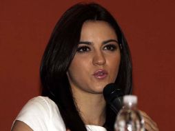 La actriz Maite Perroni habla durante el evento. NTX  /