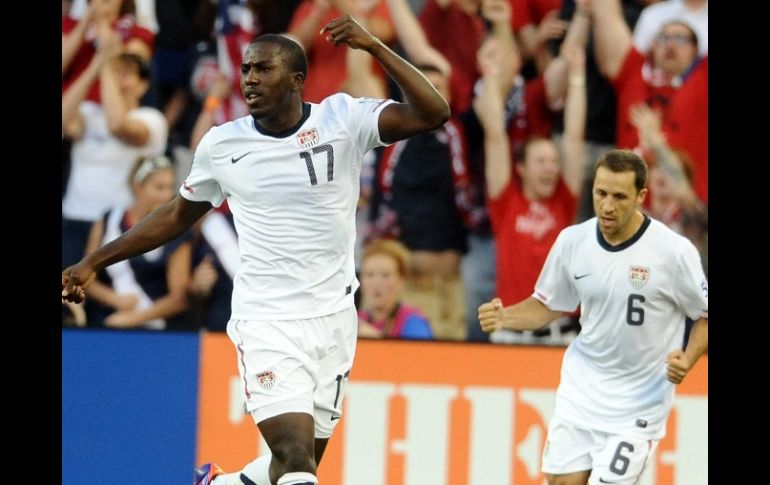 Jozy Altidore celebrando el gol contra la Selección de Guadalupe. MEXSPORT  /