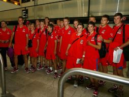 Los jugadores de la Republica Checa del equipo Sub 17,luego de su llegada a Monterrey. MEXSPORT  /