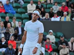 Martín del Potro en partido contra el belga Olivier Rochus. AFP  /