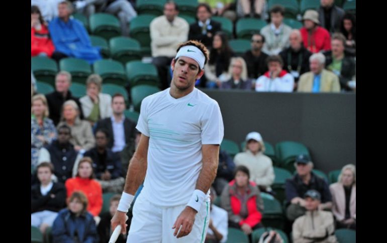 Martín del Potro en partido contra el belga Olivier Rochus. AFP  /