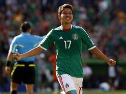 Giovanni Casillas celebra el primer gol del partido para el equipo mexicano. MEXSPORT  /