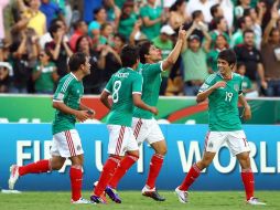 Jugadores de la selección mexicana Sub-17 durante partido del Mundial. MEXSPORT  /