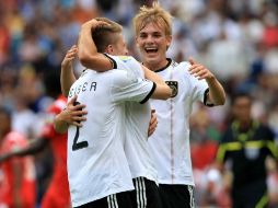 Mitchell Weiser de Alemania, celebrando su gol al minuto 39 contra los panameños. MEXSPORT  /