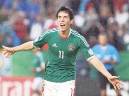 Marco Bueno, exultante tras marcar el gol que selló la victoria del equipo mexicano. MEXSPORT  /