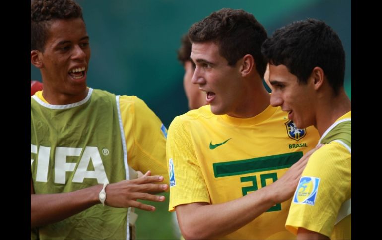 Jugadores de la Selección de Brasil, durante partido del Mundial México Sub-17. MEXSPORT  /