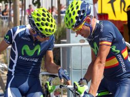 Amador perteneca al Team Movistar junto con José Joaquín Rojas (der) y David Arroyo (izq). EFE  /