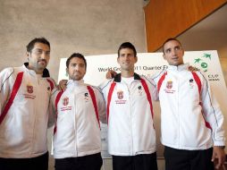 La selección de Serbia de la Copa Davis, Nenad Zimonjic, Janko Tipsarevic, Novak Djokovic y Victor Troicki. EFE  /