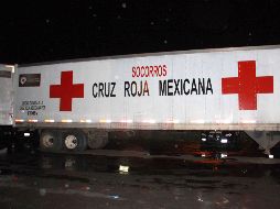 Foto del tráiler con logotipos de la Cruz Roja Mexicana que fue interceptado por la Policía. EFE  /