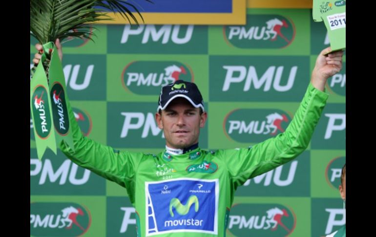 El español José Joaquín Rojas recuperó hoy el maillot verde de líder de la clasificación de la regularidad en el Tour de Francia. AFP  /