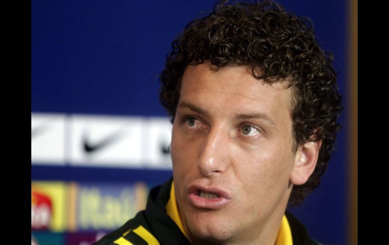 Elano Blumer hoy durante una conferencia de prensa que dio su selección. REUTERS  /